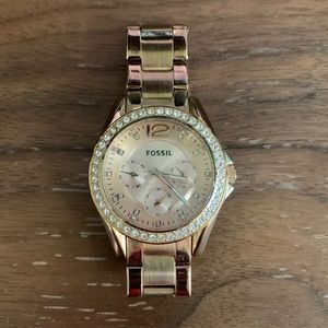 Fossil Riley Multi-Function Rose Gold Plated Womens Watch